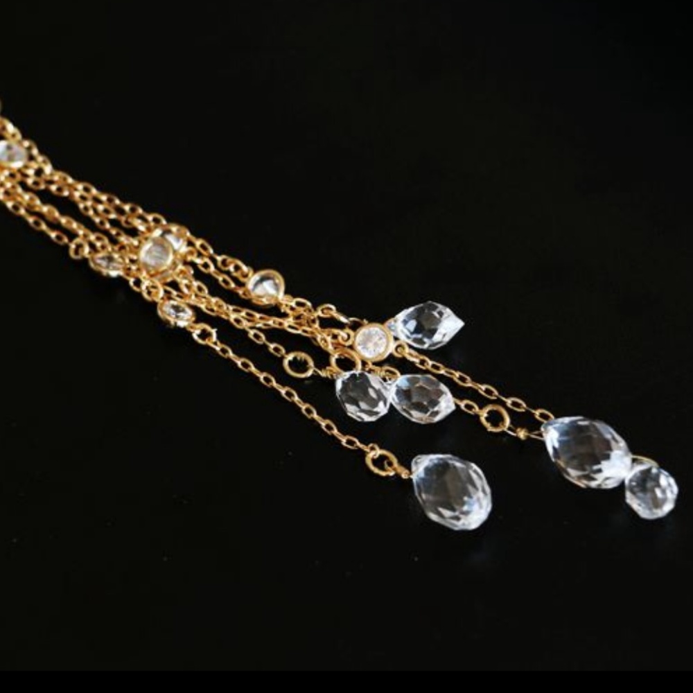 NEW Miriam Haskell Floral Crystal Y Necklace - Picture 4 of 4